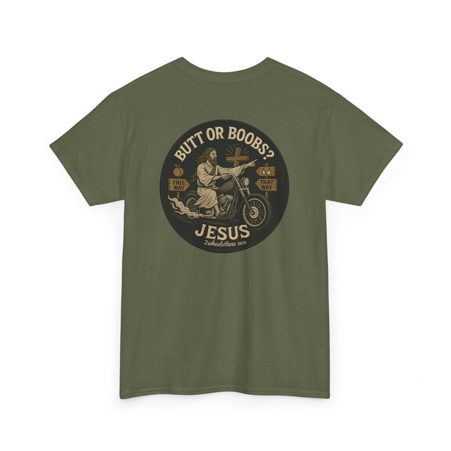 Jesus Biker T-Shirt – Bold Humor & Chopper Design | 2Wheels1Lane