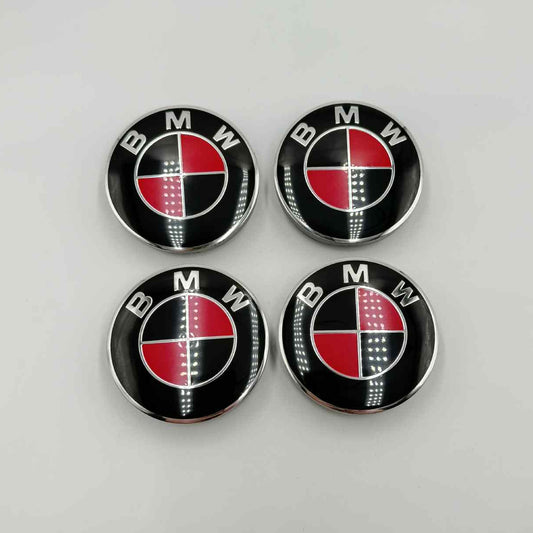 4pcs 56mm (2.20") BMW Wheel Center Caps – Red and Black