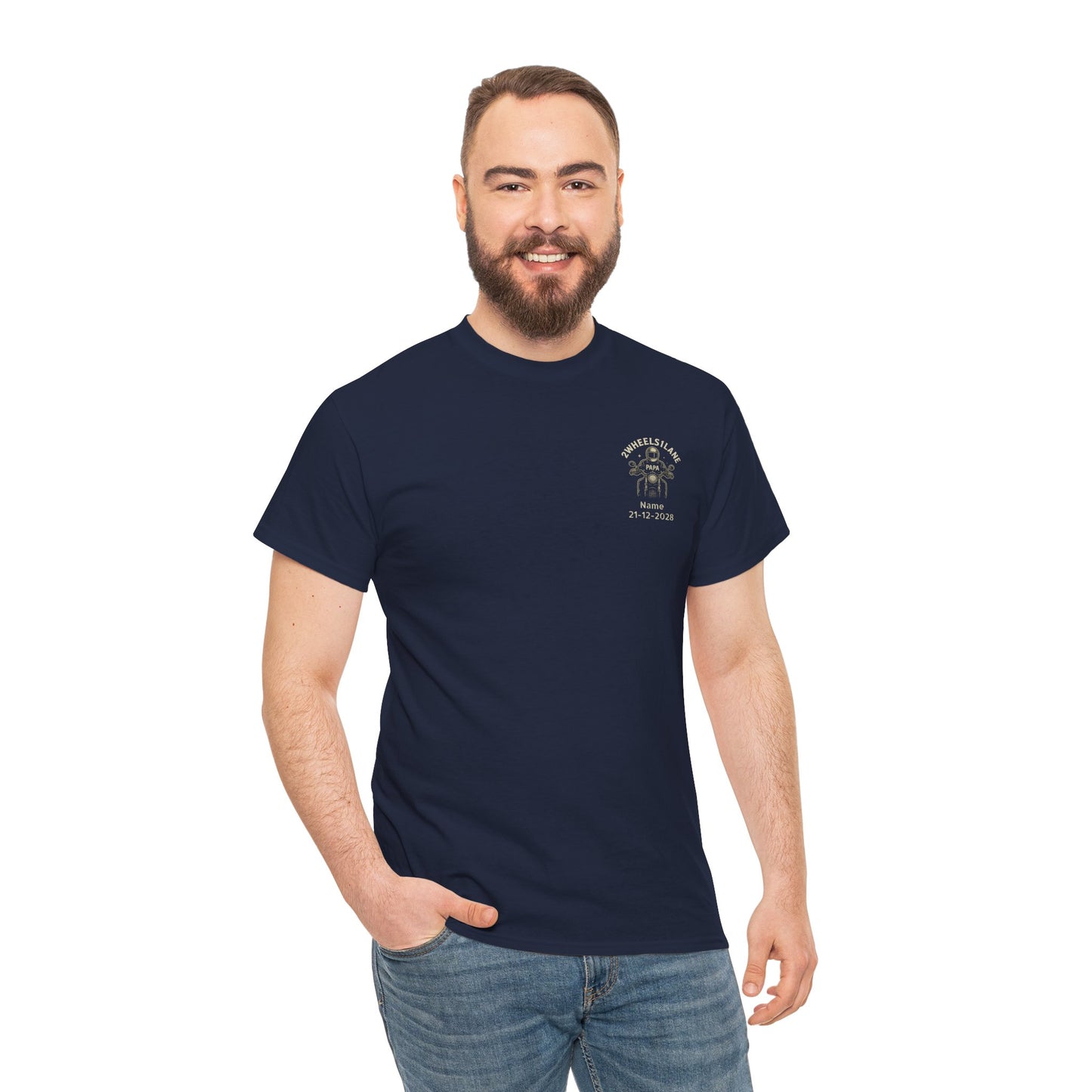 Personalized Biker Papa T-Shirt – Custom Motorcycle Dad Shirt – Father's Day Gift for Biker Dads