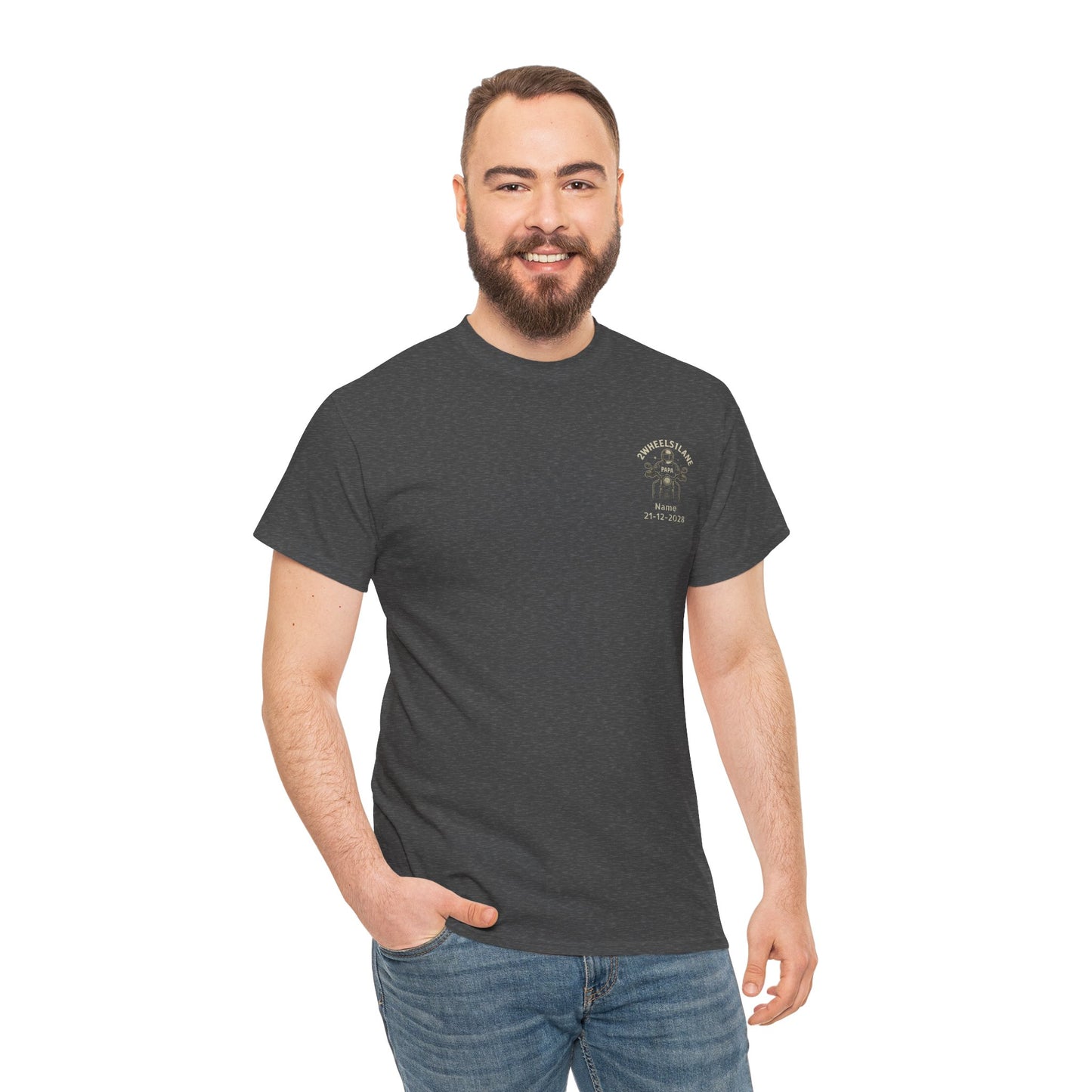 Personalized Biker Papa T-Shirt – Custom Motorcycle Dad Shirt – Father's Day Gift for Biker Dads