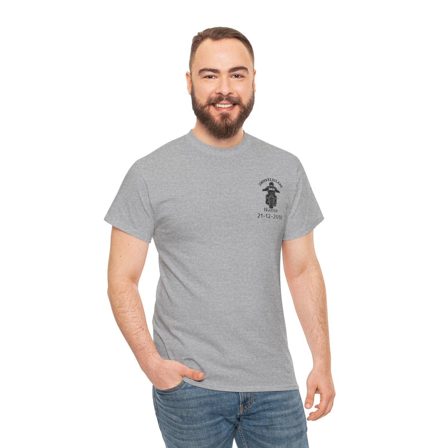 Custom Biker Dad T-Shirt – Personalized Name & Birth Date
