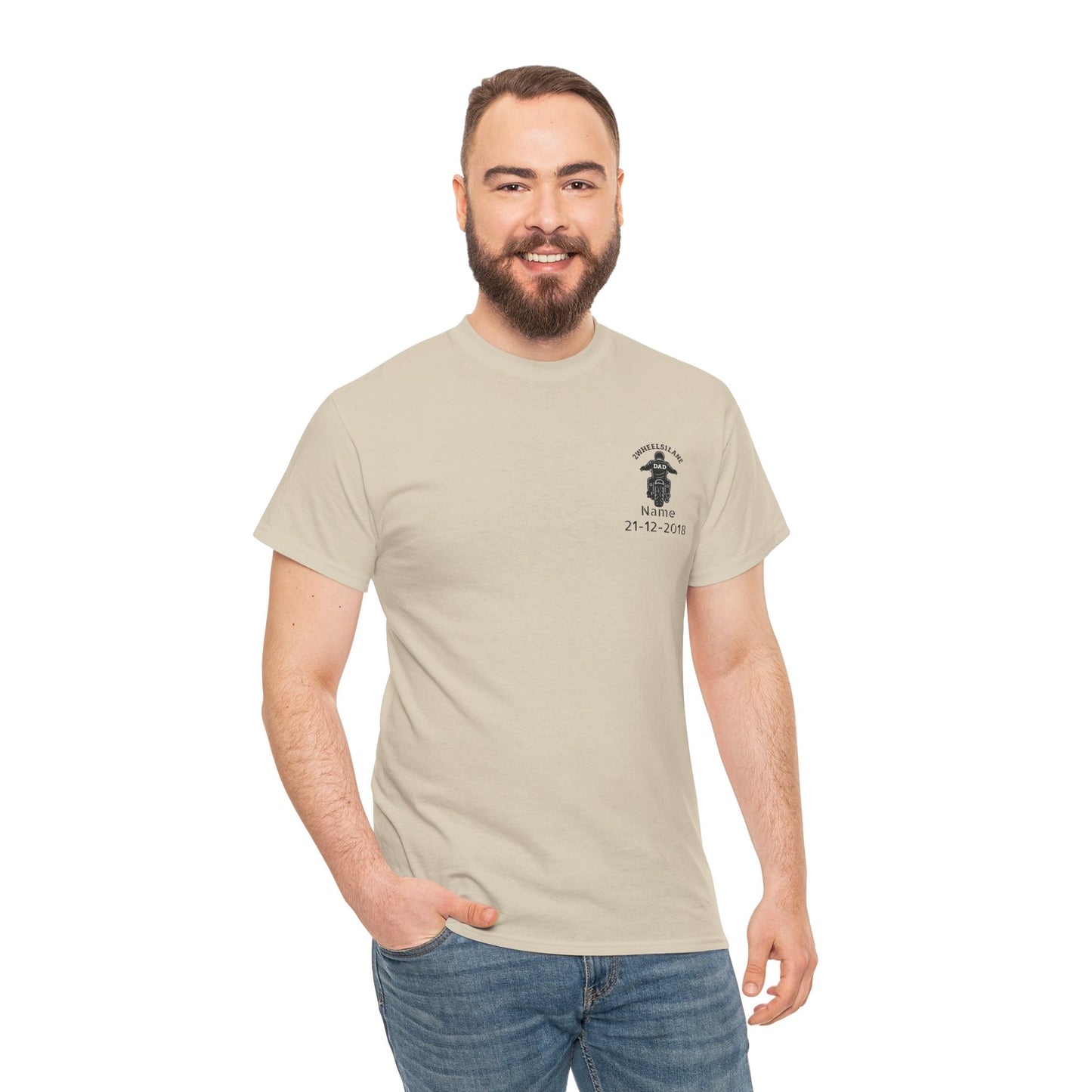 Custom Biker Dad T-Shirt – Personalized Name & Birth Date