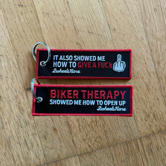 Motorcycle Key Tag – ‘Biker Therapy’ (13cm x 4cm)