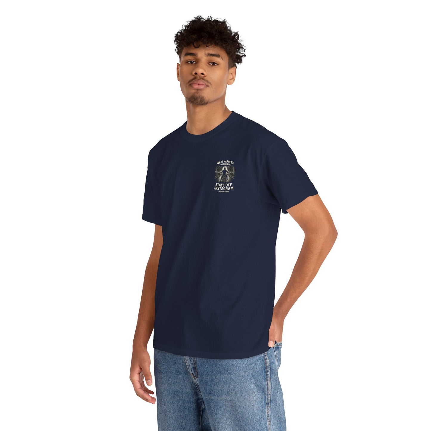 Biker T-Shirt – "What Happens on This Ride Stays Off Instagram" – 2Wheels1Lane Exclusive