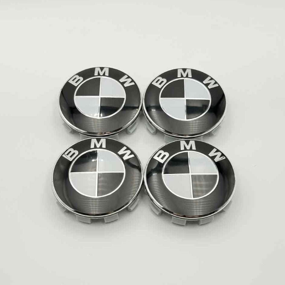 4pcs 68mm (2.68") BMW Wheel Center Caps – Black and White