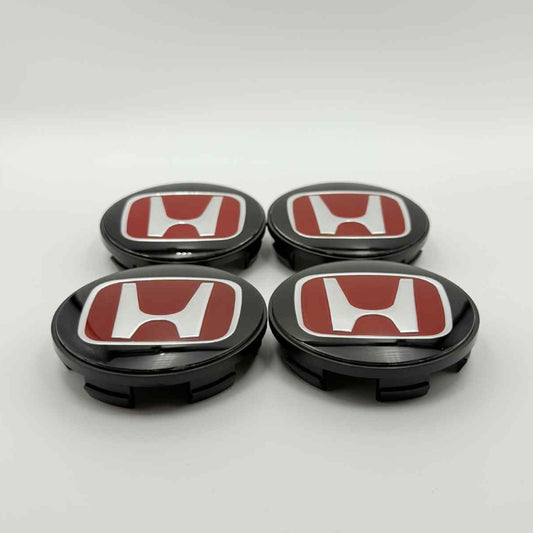 4pcs 69mm/2.72" Fits Honda Center Wheel Caps – Red & Black