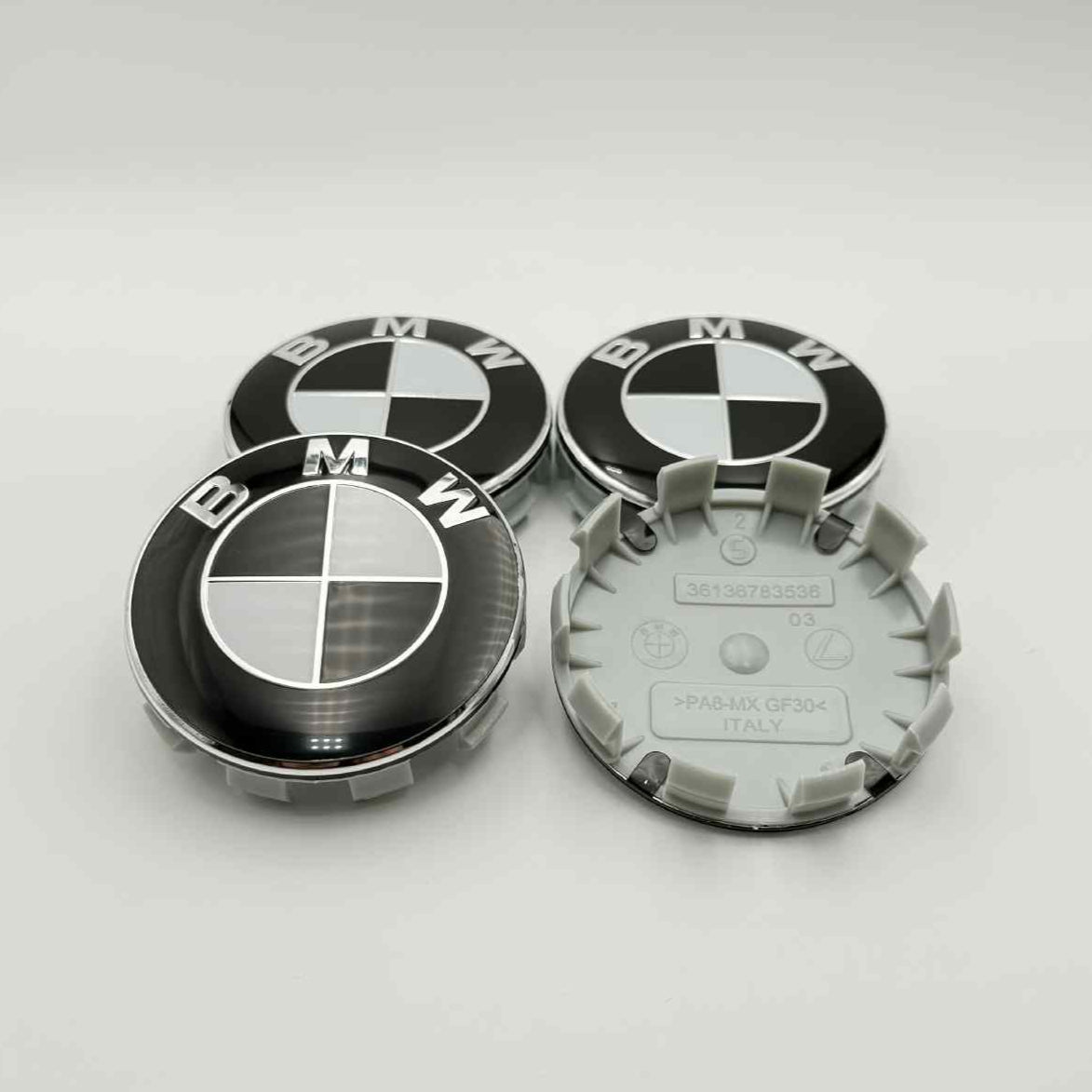 4pcs 68mm (2.68") BMW Wheel Center Caps – Black and White