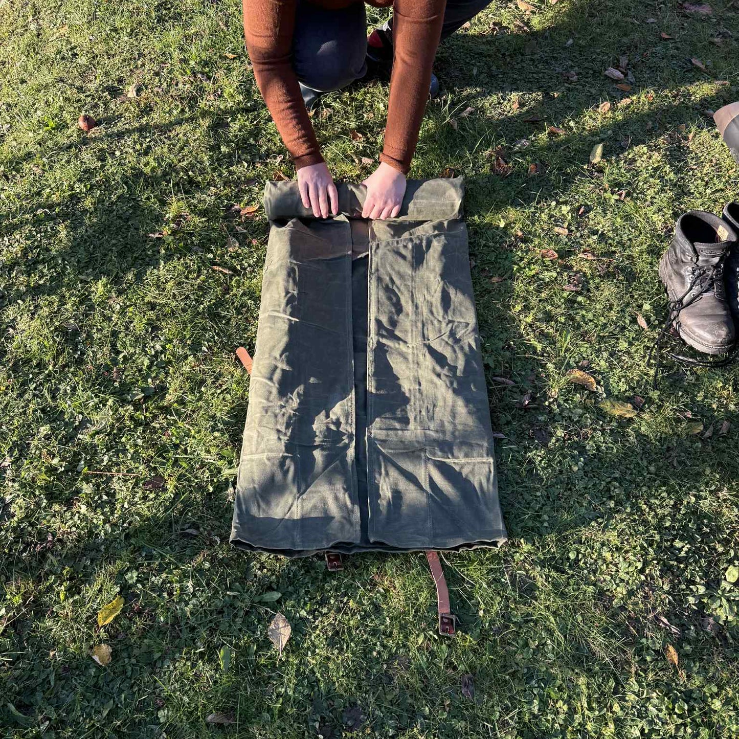 PREORDER The Nomad – Waxed Canvas Motorcycle Camping Bedroll | Waterproof 3-Season Biker Bedroll for Outdoor & Bushcraft Adventure