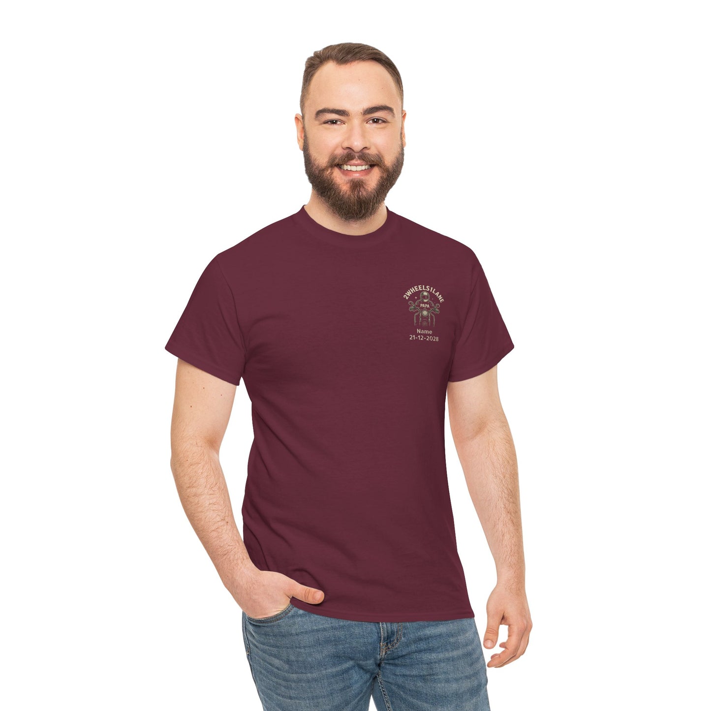 Personalized Biker Papa T-Shirt – Custom Motorcycle Dad Shirt – Father's Day Gift for Biker Dads