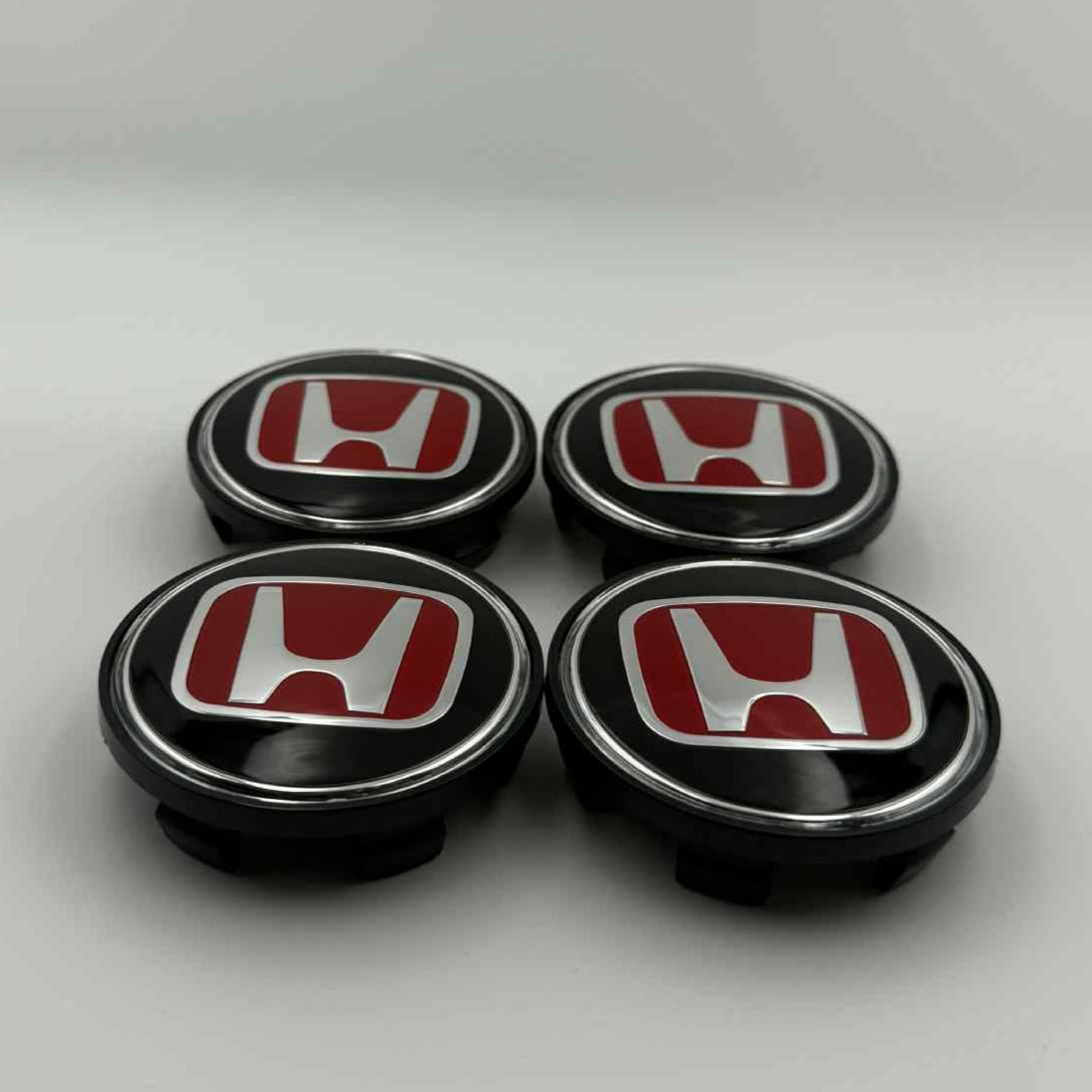 4pcs 62mm / 2.44" Honda Wheel Caps – JDM Red & Black Covers