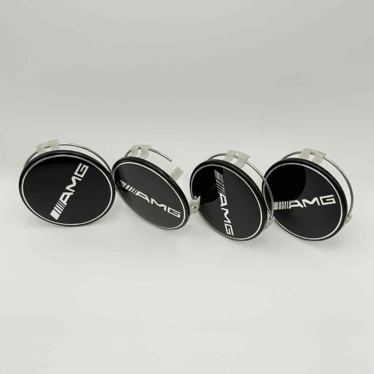 4pcs 75mm (2.95") Mercedes-Benz AMG Black/Chrome Wheel Center Caps