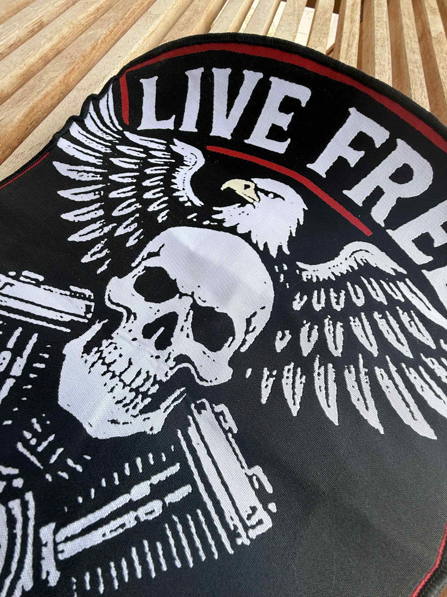 Live Free Ride Hard Biker Back Patch 29cm – Eagle Skull V-Twin Design