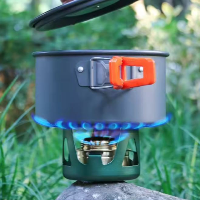 Portable Camping Mini Stove – Lightweight Aluminum Alloy, Adjustable Flame, Stainless Steel Split Stove for Bikers & Outdoor Coffee