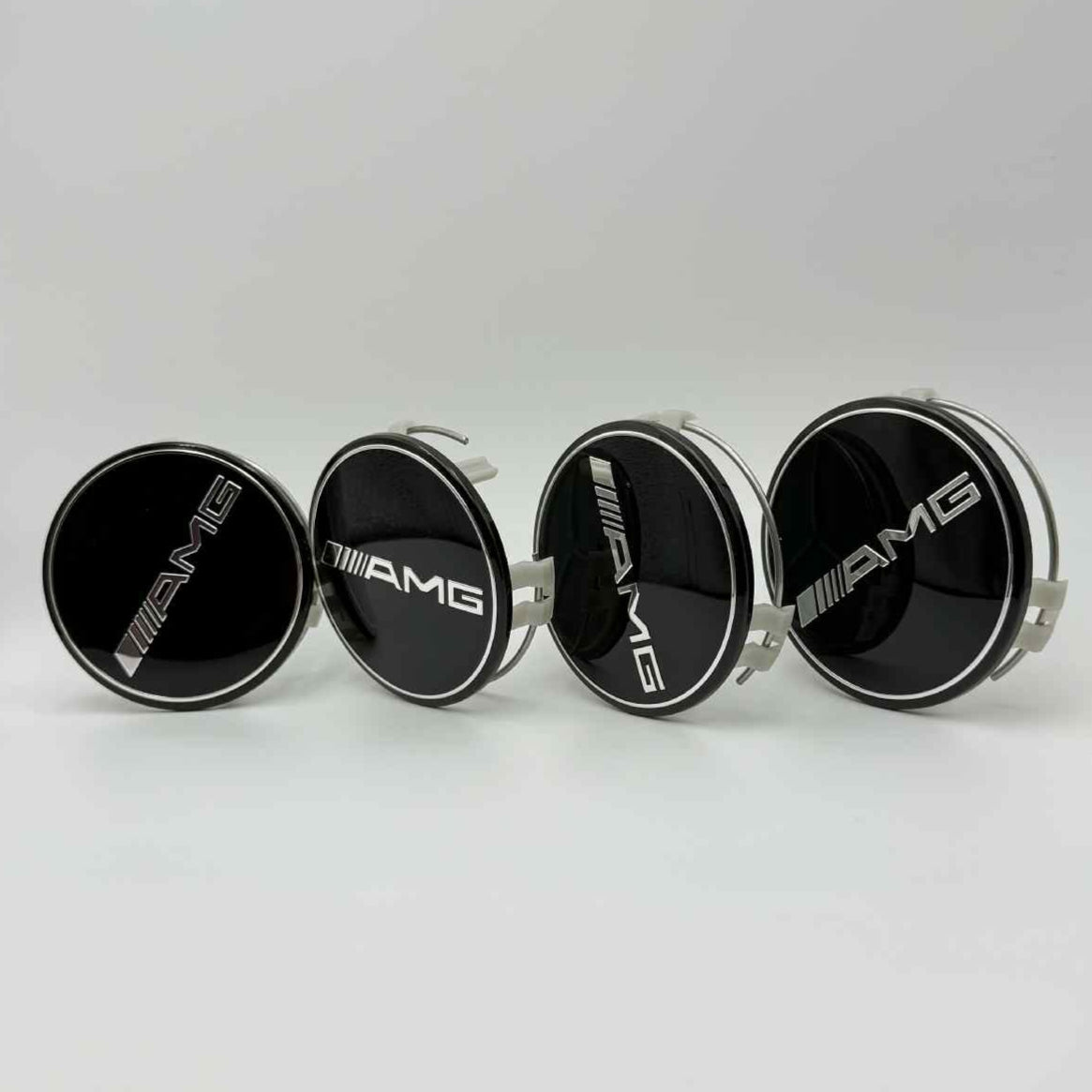 4pcs 75mm (2.95") Mercedes-Benz AMG Black/Chrome Wheel Center Caps