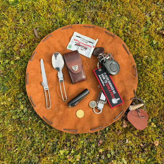 The Outlander Suede Camp Roll, Motorcycle Bushcraft Utility Mat & Gear Pouch