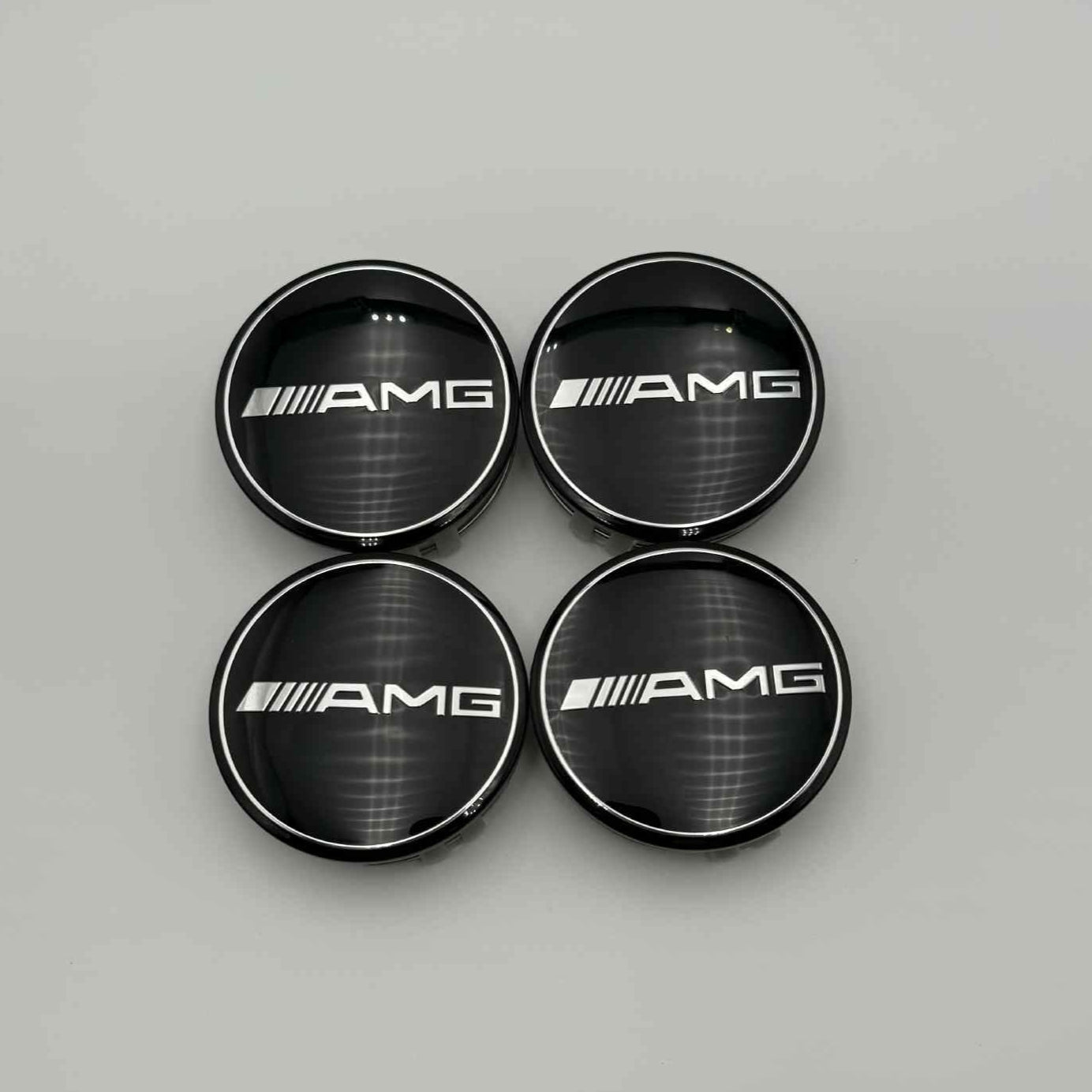 4pcs 75mm (2.95") Mercedes-Benz AMG Black/Chrome Wheel Center Caps