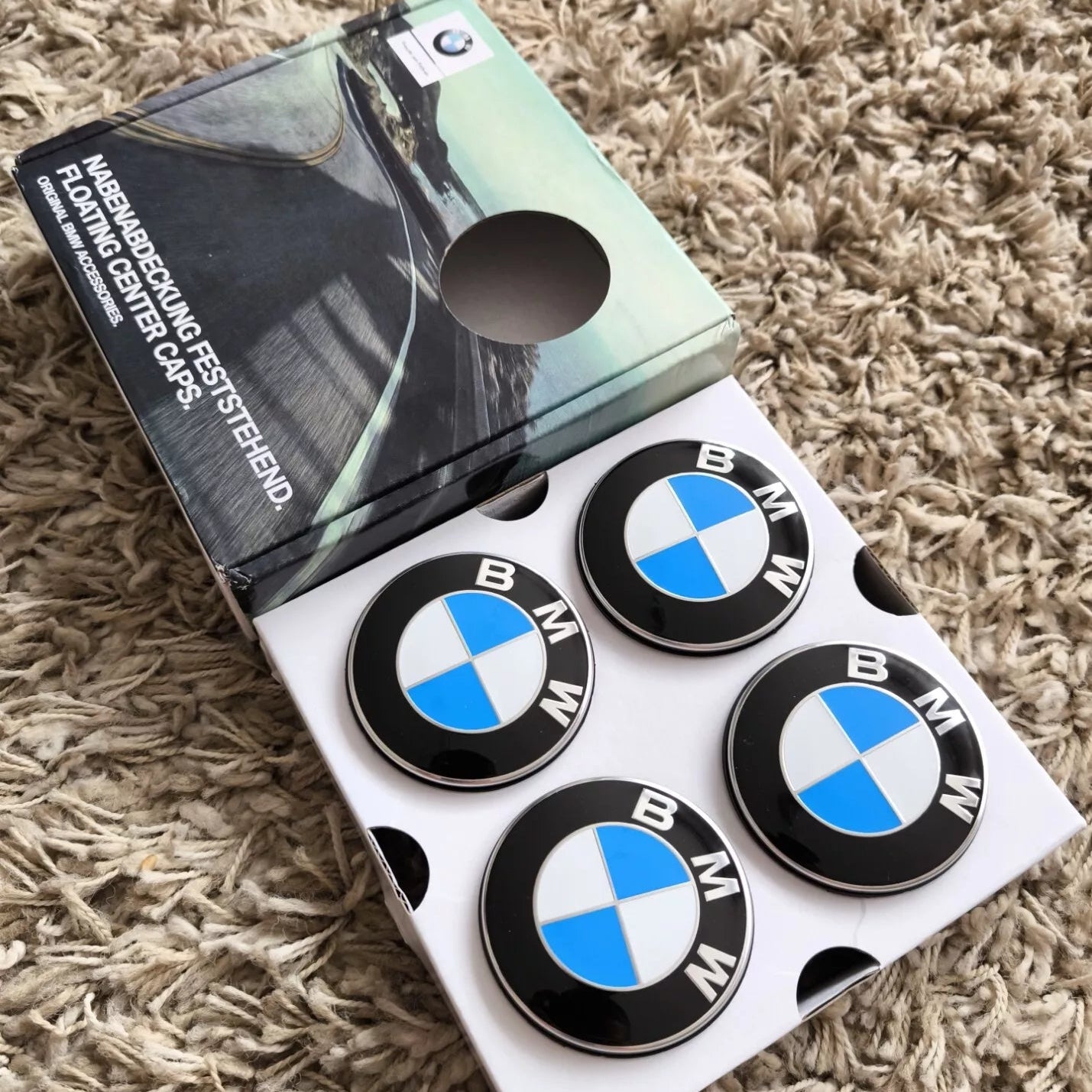4pcs 68mm BMW Floating Wheel Caps – Spinning Logo Center Covers