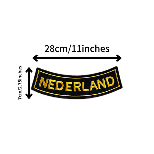 NEDERLAND Rocker Patch 28x7cm – Embroidered Sew-On & Iron-On