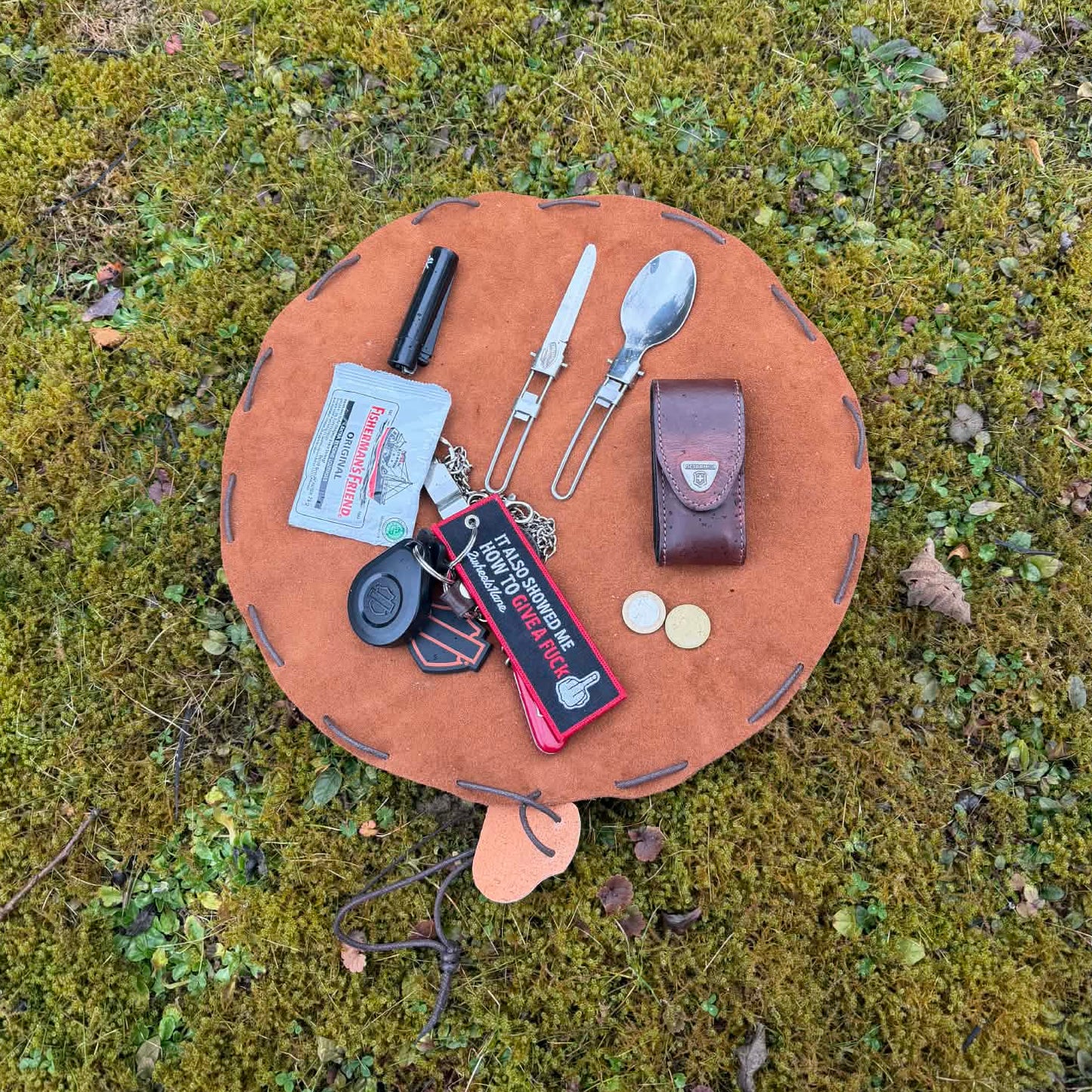 The Outlander Suede Camp Roll, Motorcycle Bushcraft Utility Mat & Gear Pouch