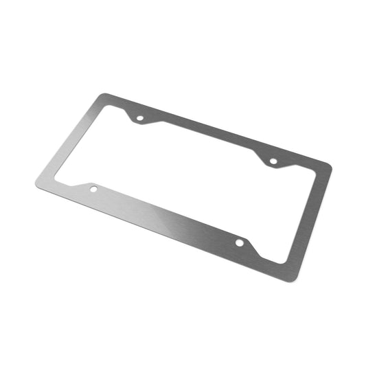 Custom Metal License Plate Frame – Personalized Text on Glossy White Aluminum