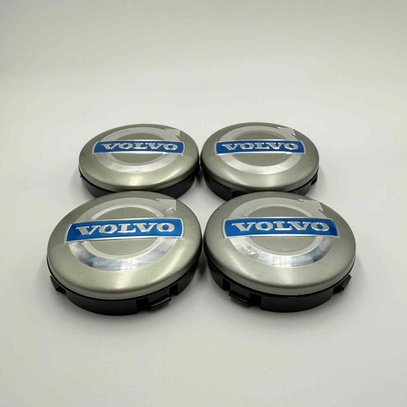 Set of 4 Volvo Wheel Center Caps 64mm (2.52") – Silver & Blue