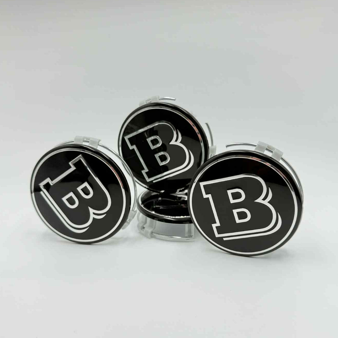 4pcs 75mm / 2.95" Black & Chrome Brabus Mercedes-Benz Wheel Center Caps