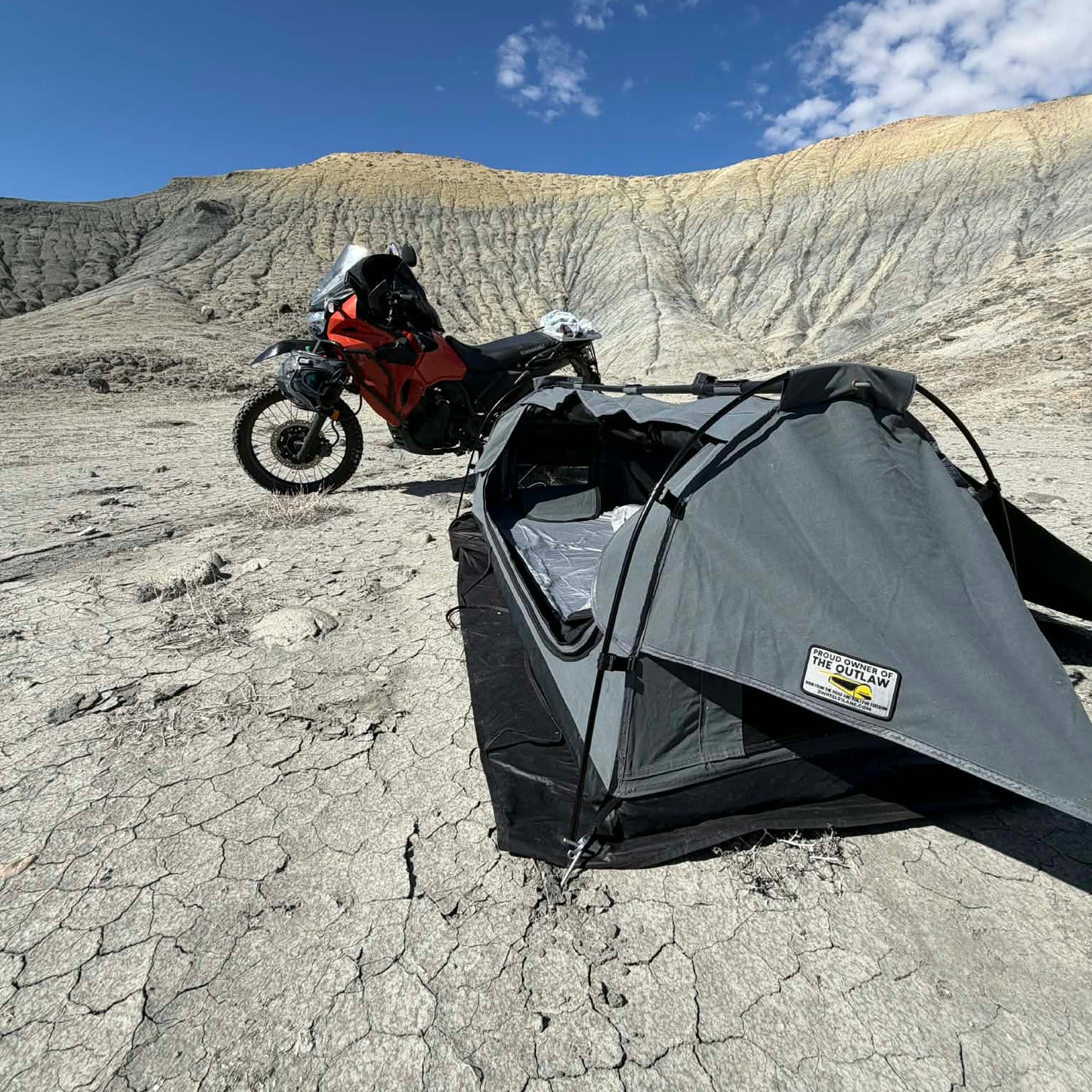 (Tall Riders Edition) Outlaw 220 Motorcycle Camping Tent – Extra Long Waterproof Moto Tent for Tall Riders