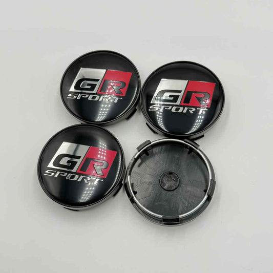 4pcs 60mm (2.36") Toyota GR Sport Wheel Center Caps – Black and Red