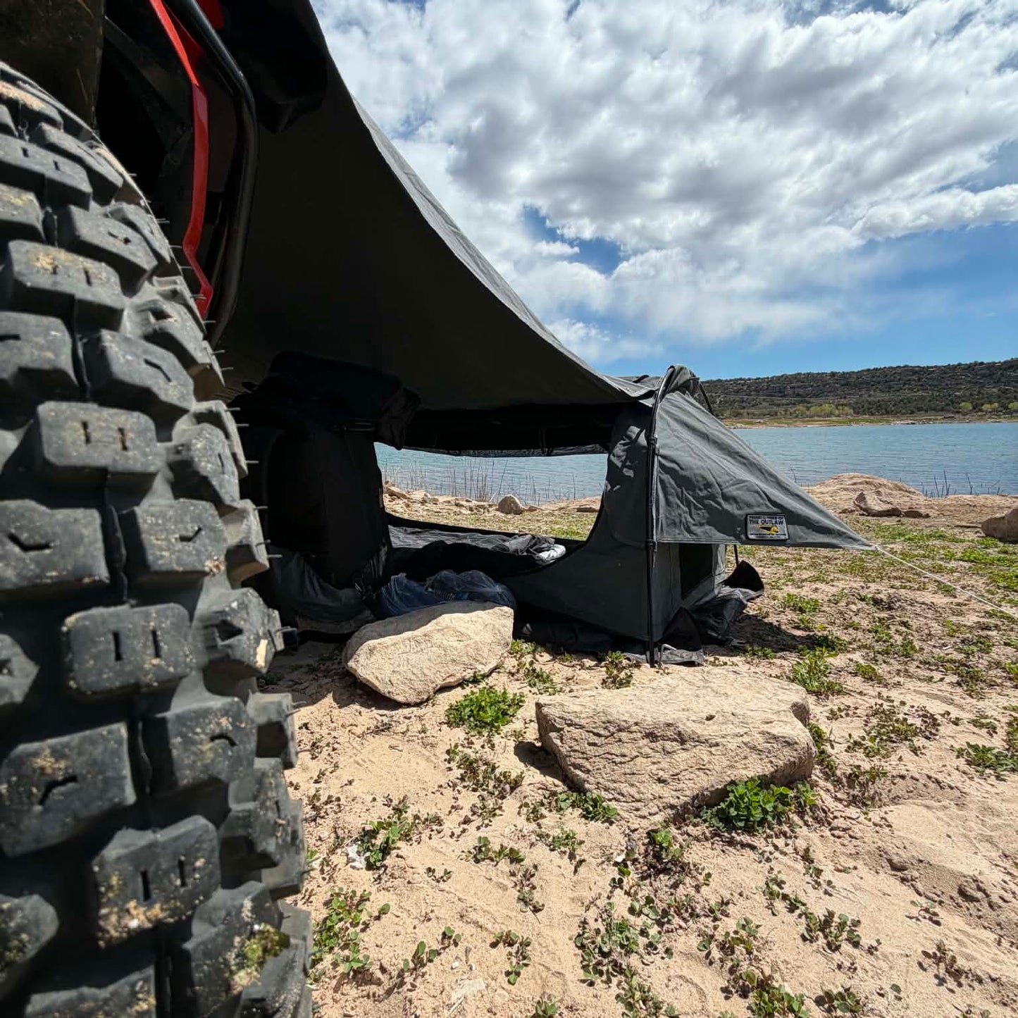 (Tall Riders Edition) Outlaw 220 Motorcycle Camping Tent – Extra Long Waterproof Moto Tent for Tall Riders