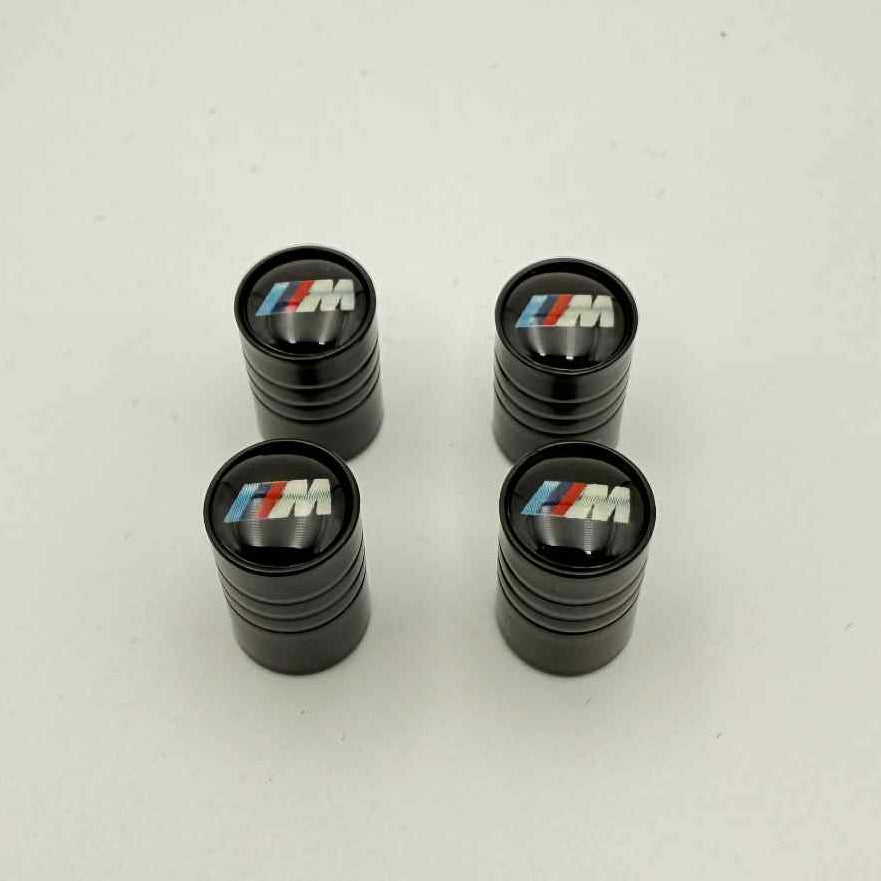 BMW M Sport Logo Tire Valve Caps – Black Metal Dust Covers (Set of 4)