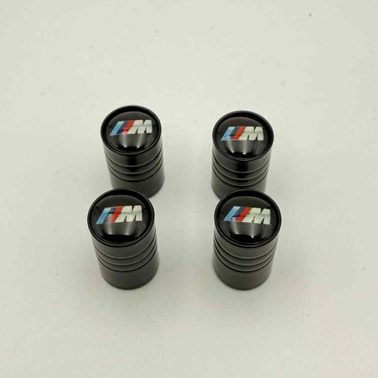 BMW M Sport Logo Tire Valve Caps – Black Metal Dust Covers (Set of 4)