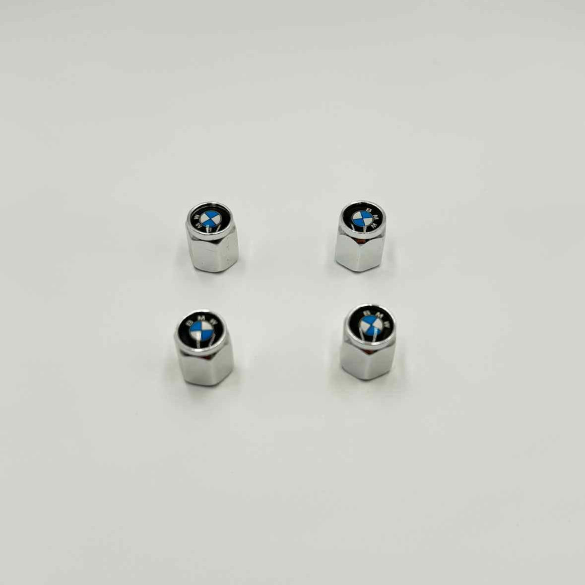 BMW Logo Tire Valve Caps – Chrome Metal Dust Covers (Set of 4)