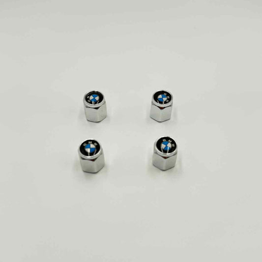 BMW Logo Tire Valve Caps – Chrome Metal Dust Covers (Set of 4)