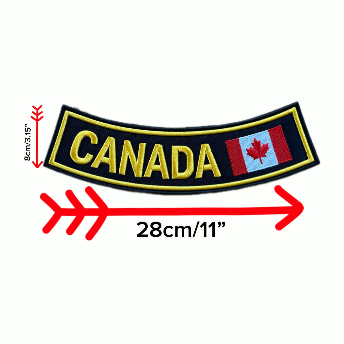 Canada Rocker Patch Top Rocker Canada Rocker Patch 11x3.15 Inches | Biker Vest Patch – 2Wheels1Lane