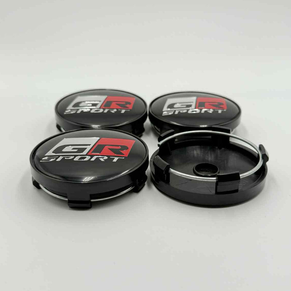 4pcs 60mm (2.36") Toyota GR Sport Wheel Center Caps – Black and Red
