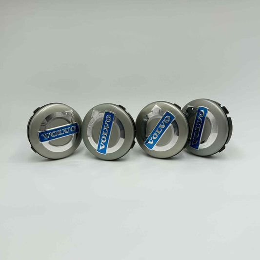 Set of 4 Volvo Wheel Center Caps 64mm (2.52") – Silver & Blue