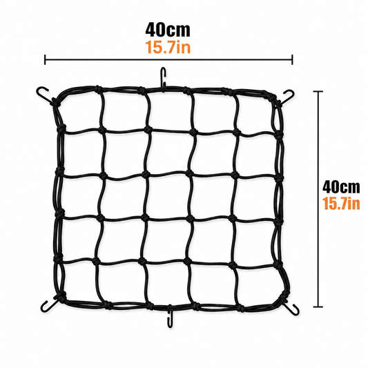 2Wheels1Lane Motorcycle Cargo Net 16” x 16” – Heavy Duty Elastic Luggage Net for Secure Motorcycle Travel