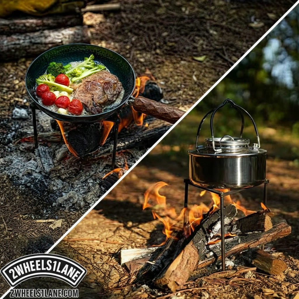 The Outlander Fire Stand, Stainless Steel Camping Tripod Stove Rack