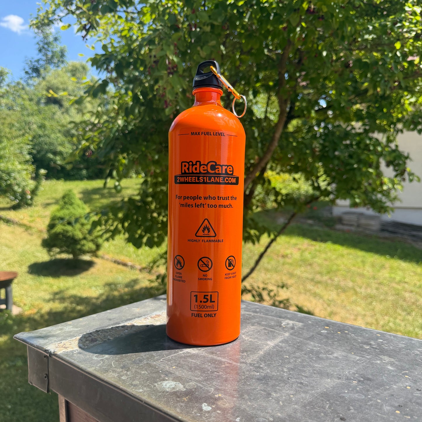 RideCare™ Emergency Motorcycle Fuel Bottle – 1.5L (50.7 fl oz) Aluminum Fuel Container