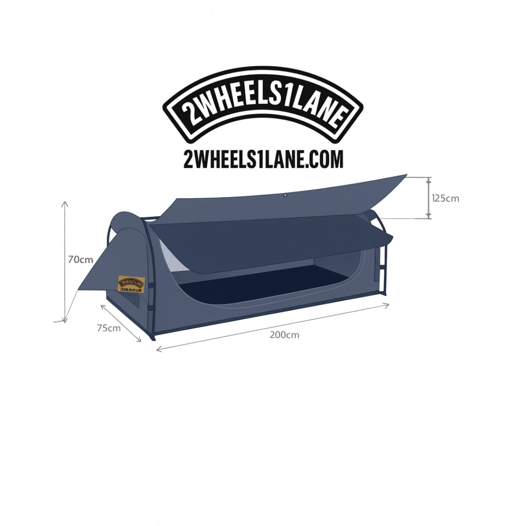 The Outlaw motorcycle camping tent by 2Wheels1Lane, waterproof solo tent for motorcycle camping