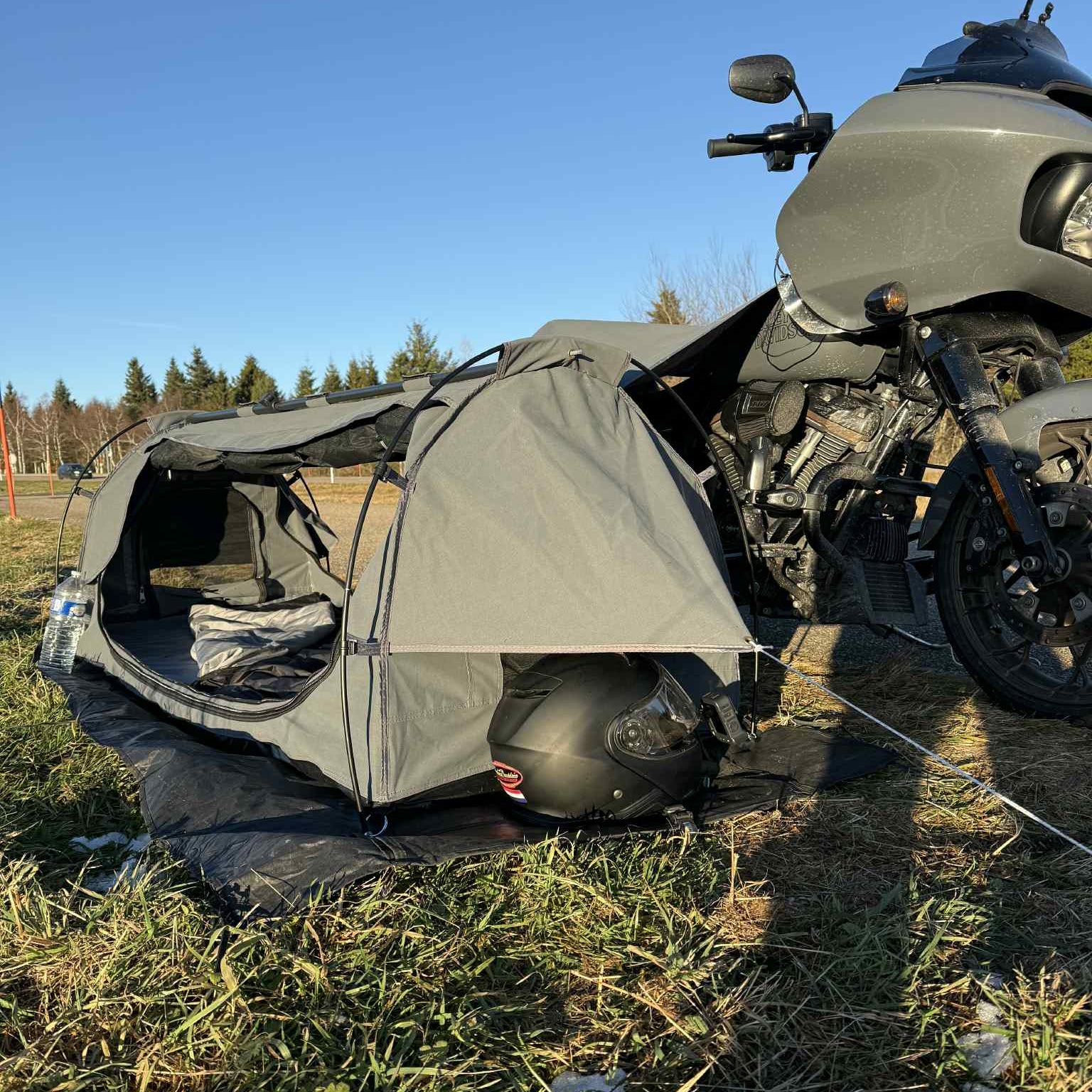 The Outlaw motorcycle camping tent by 2Wheels1Lane, waterproof solo tent for motorcycle camping