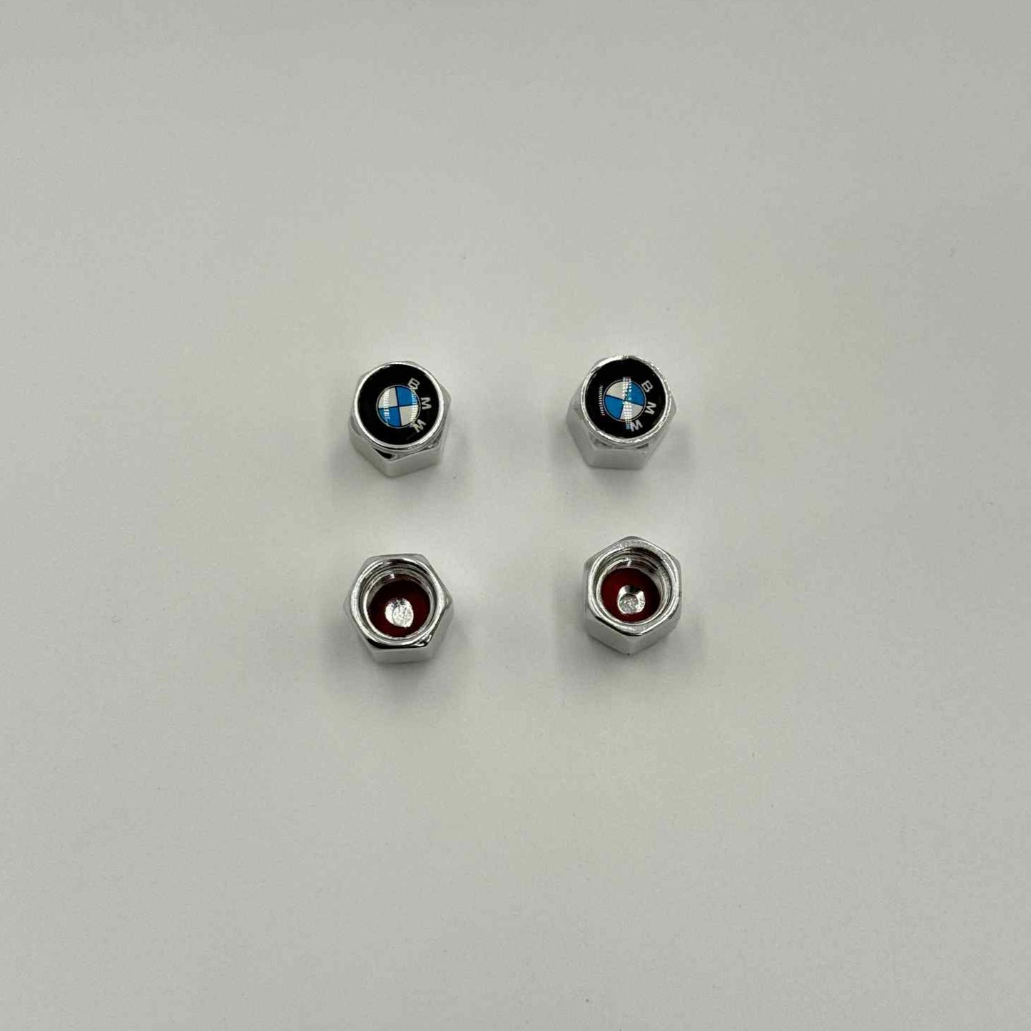 BMW Logo Tire Valve Caps – Chrome Metal Dust Covers (Set of 4)