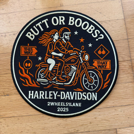 Funny Motorcycle Biker Patch – “This or That” Ride Choice – Embroidered Harley Rider Patch – 2025 Motorcycle Accessory – 2WHEELS1LANE Gift