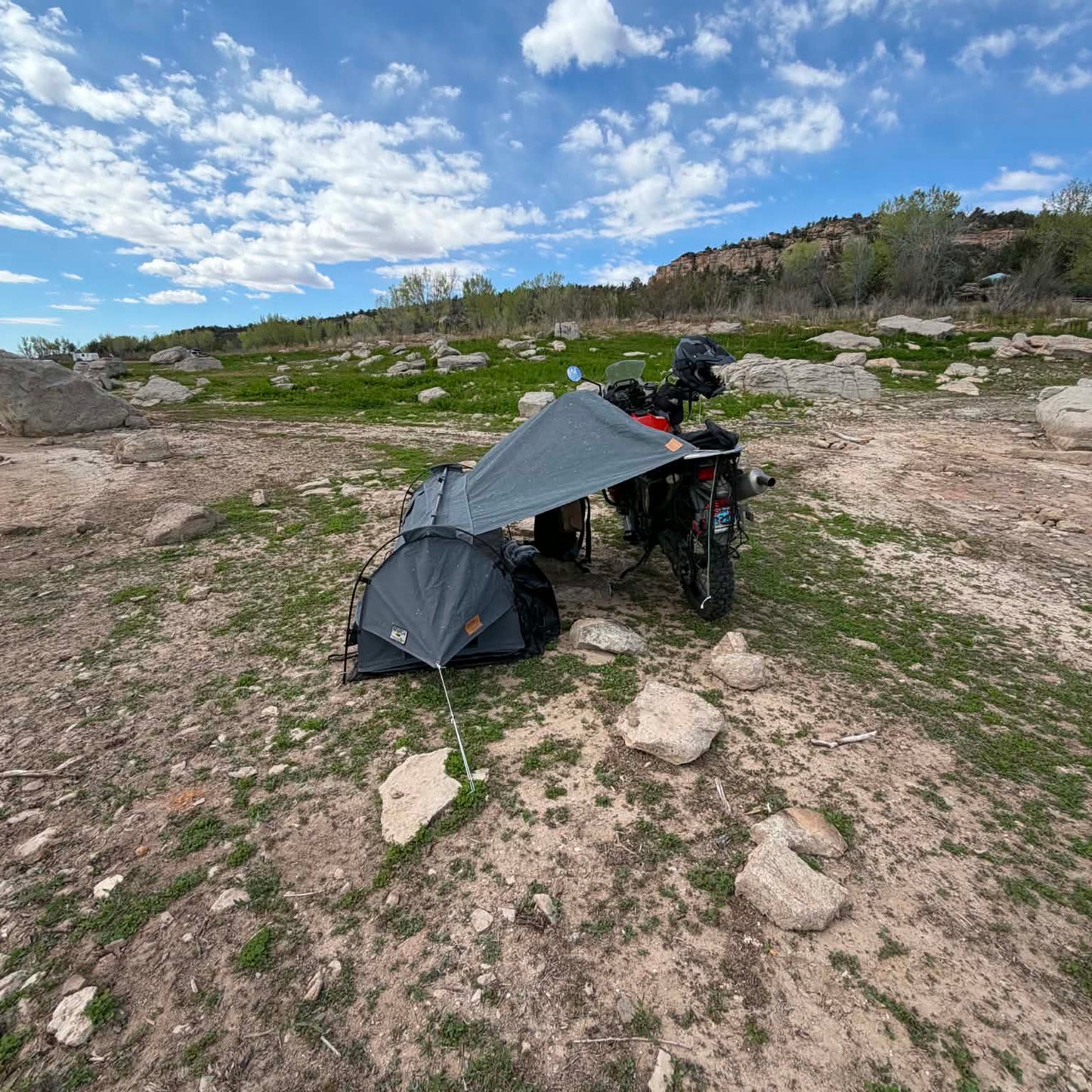 (Tall Riders Edition) Outlaw 220 Motorcycle Camping Tent – Extra Long Waterproof Moto Tent for Tall Riders