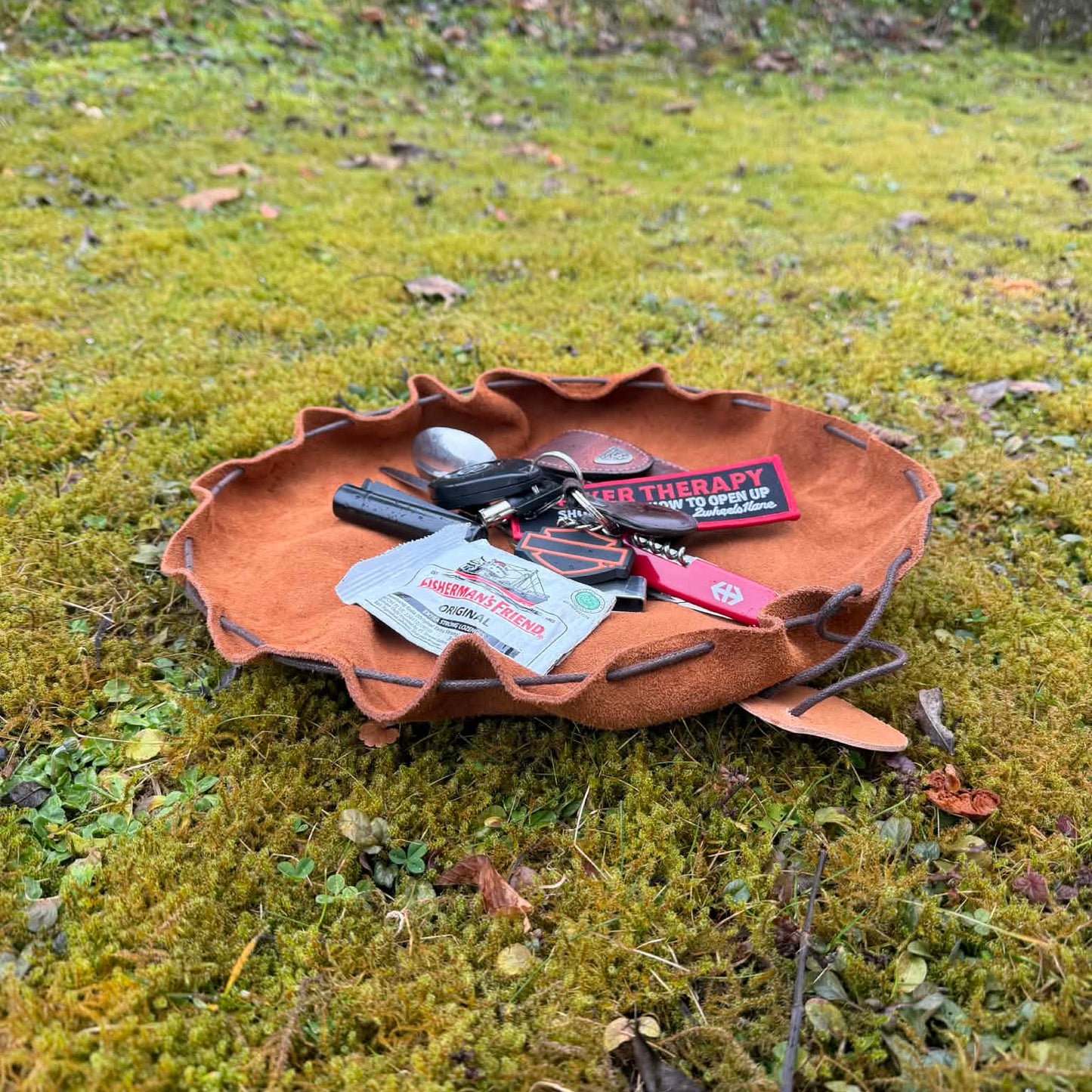 The Outlander Suede Camp Roll, Motorcycle Bushcraft Utility Mat & Gear Pouch