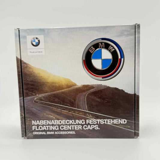 4x 68mm (2.68") BMW Floating Wheel Center Caps – 50th Anniversary