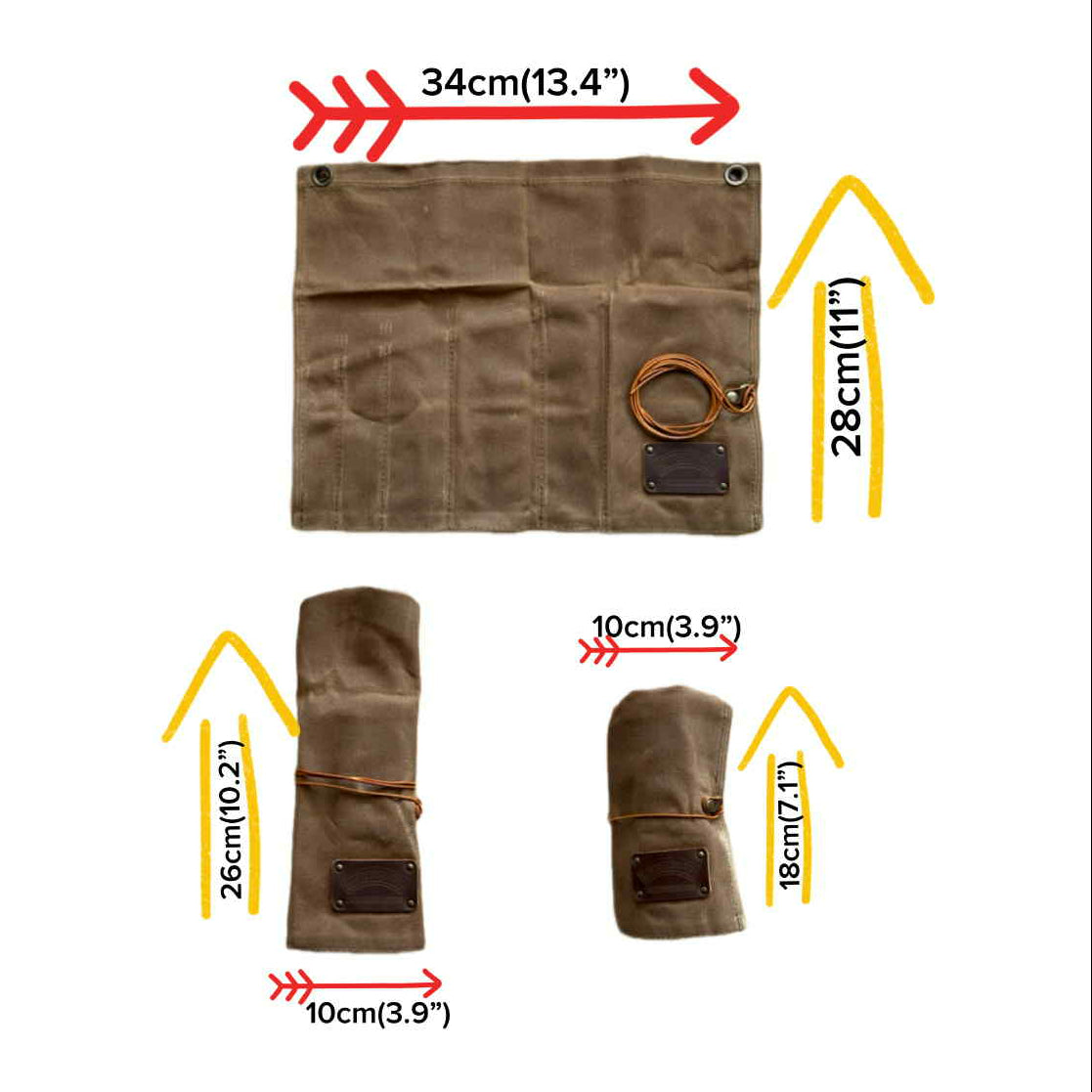 Waterproof Waxed Canvas Tool Roll – Durable Organizer for Camping & Outdoor Gear