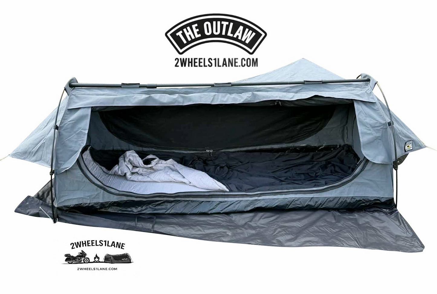 (Tall Riders Edition) Outlaw 220 Motorcycle Camping Tent – Extra Long Waterproof Moto Tent for Tall Riders