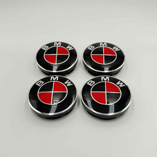 4pcs 56mm (2.20") BMW Wheel Center Caps – Red and Black