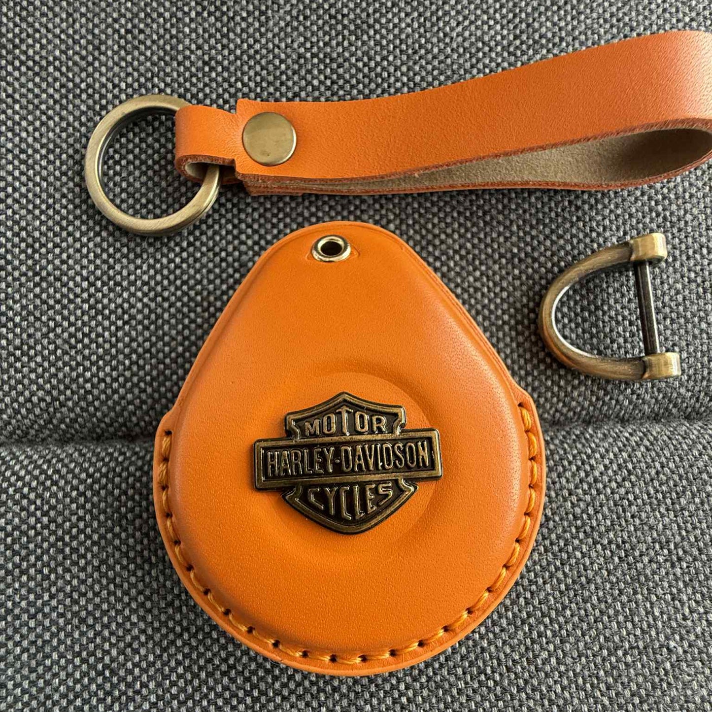 Orange Leather Harley-Davidson Key Fob Cover – 2023 & Earlier